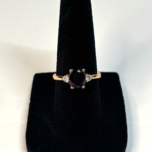 18k Rose gold-plated black stone ring